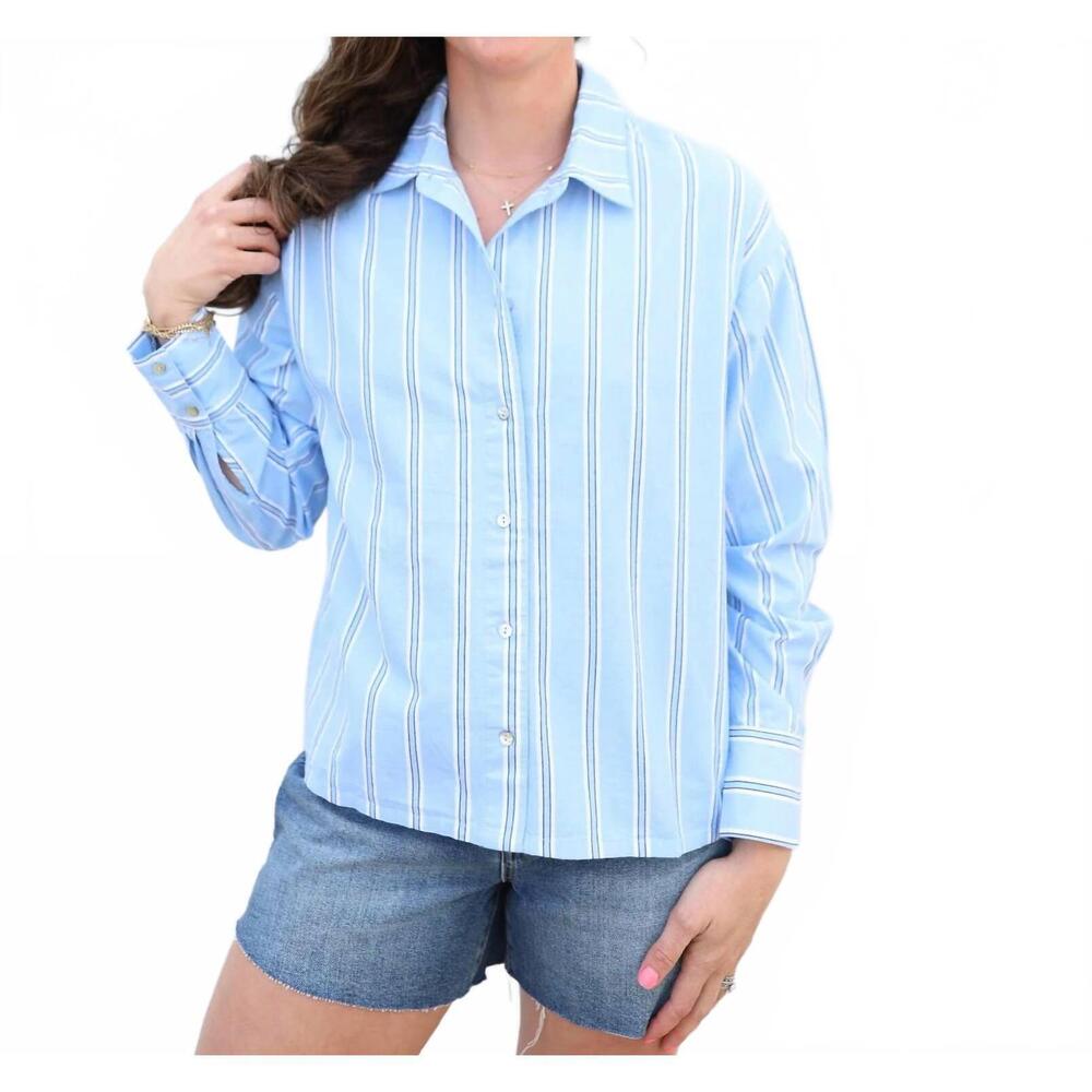 NEW B.YOUNG stripe linen blouse in blue